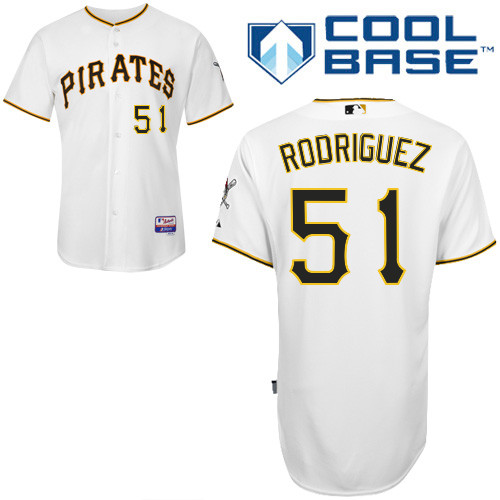 Wandy Rodriguez #51 MLB Jersey-Pittsburgh Pirates Men's Authentic Home White Cool Base Baseball Jersey